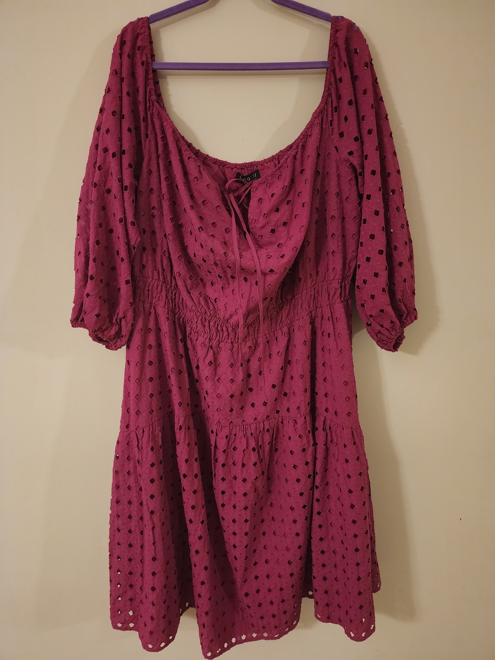 Eloquii Magenta Eyelet Midi Dress